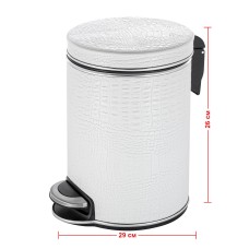 Ведро для мусора 5л Geralis V-KWH-B CROCO белое, кант хром