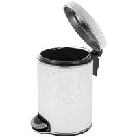 Ведро для мусора 5л Geralis V-KWH-B CROCO белое, кант хром