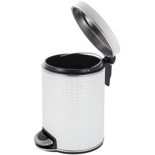 Ведро для мусора 5л Geralis V-KWH-B CROCO белое, кант хром