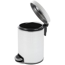 Ведро для мусора 5л Geralis V-KWH-B CROCO белое, кант хром