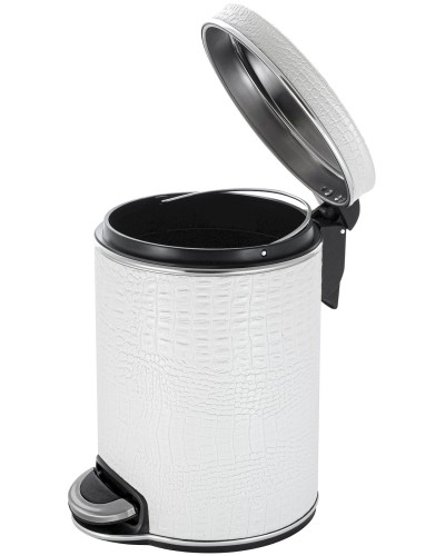 Ведро для мусора 5л Geralis V-KWH-B CROCO белое, кант хром