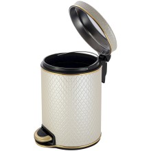 Ведро для мусора 5л Geralis V-NCLG-B Ромб бежевый, кант золото