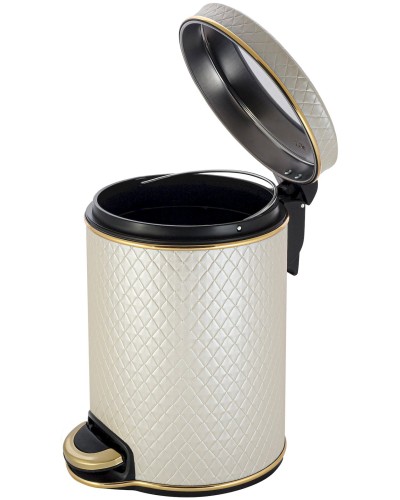 Ведро для мусора 5л Geralis V-NCLG-B Ромб бежевый, кант золото