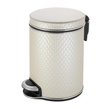 Ведро для мусора 5л Geralis V-NCLH-B Ромб бежевый, кант хром