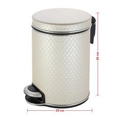 Ведро для мусора 5л Geralis V-NCLH-B Ромб бежевый, кант хром