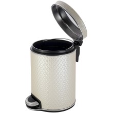 Ведро для мусора 5л Geralis V-NCLH-B Ромб бежевый, кант хром