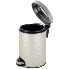 Ведро для мусора 5л Geralis V-NCLH-B Ромб бежевый, кант хром