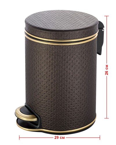 Ведро для мусора 5л Geralis V-PCG-B PUNTO шоколад, кант золото