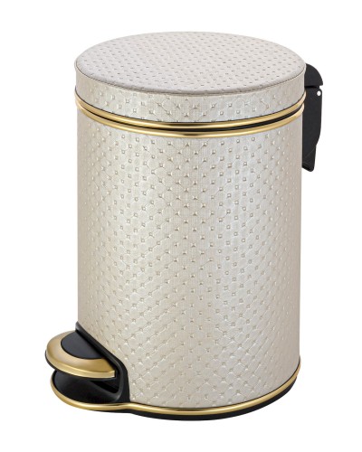 Ведро для мусора 5л Geralis V-PLG-B PUNTO бежевое, кант золото