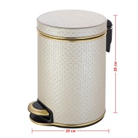 Ведро для мусора 5л Geralis V-PLG-B PUNTO бежевое, кант золото