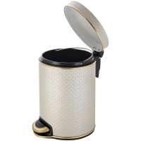 Ведро для мусора 5л Geralis V-PLG-B PUNTO бежевое, кант золото