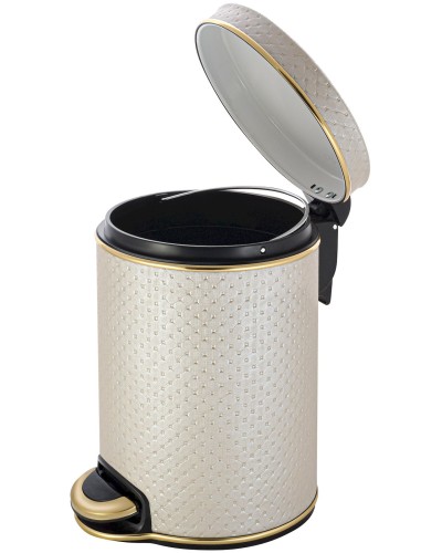 Ведро для мусора 5л Geralis V-PLG-B PUNTO бежевое, кант золото