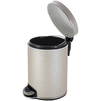 Ведро для мусора 5л Geralis V-PLH-B PUNTO бежевое, кант хром