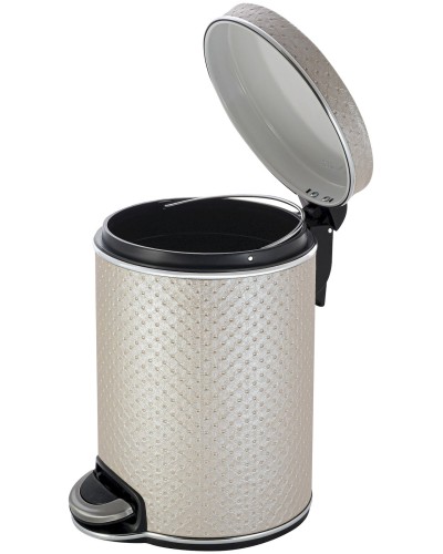 Ведро для мусора 5л Geralis V-PLH-B PUNTO бежевое, кант хром