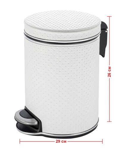 Ведро для мусора 5л Geralis V-PWH-B PUNTO белое, кант хром