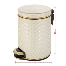 Ведро для мусора 5л Geralis V-RWG-B Ромб белое, кант золото