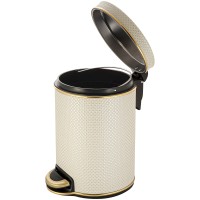 Ведро для мусора 5л Geralis V-RWG-B Ромб белое, кант золото