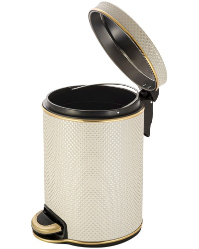 Ведро для мусора 5л Geralis V-RWG-B Ромб белое, кант золото