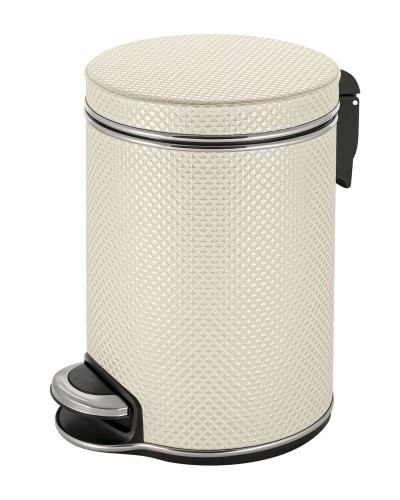 Ведро для мусора 5л Geralis V-RWH-B Ромб белое, кант хром