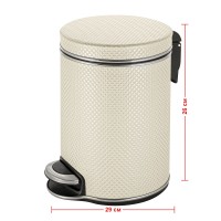 Ведро для мусора 5л Geralis V-RWH-B Ромб белое, кант хром