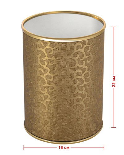 Ведро для мусора 3л открытое Geralis M-FGG-B FLOWER золото, кант золото