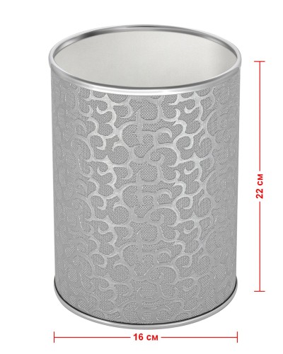 Ведро для мусора 3л открытое Geralis M-FHH-B FLOWER серебро, кант хром