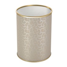 Ведро для мусора 3л открытое Geralis M-FLG-B FLOWER бежевое, кант золото