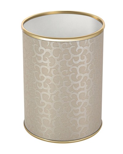 Ведро для мусора 3л открытое Geralis M-FLG-B FLOWER бежевое, кант золото