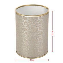 Ведро для мусора 3л открытое Geralis M-FLG-B FLOWER бежевое, кант золото