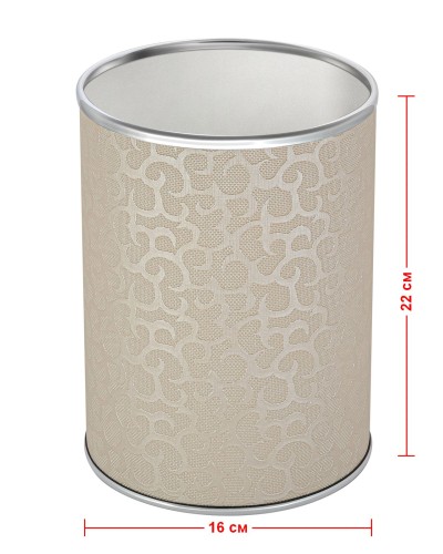 Ведро для мусора 3л открытое Geralis M-FLH-B FLOWER бежевое, кант хром