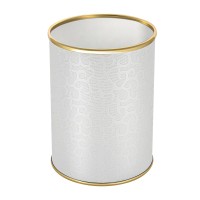 Ведро для мусора 3л открытое Geralis M-FWG-B FLOWER белое, кант золото