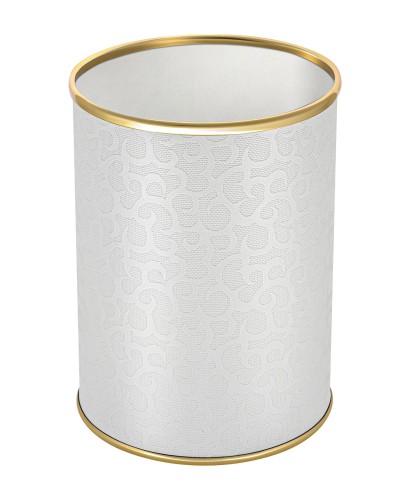 Ведро для мусора 3л открытое Geralis M-FWG-B FLOWER белое, кант золото