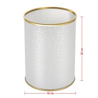 Ведро для мусора 3л открытое Geralis M-FWG-B FLOWER белое, кант золото