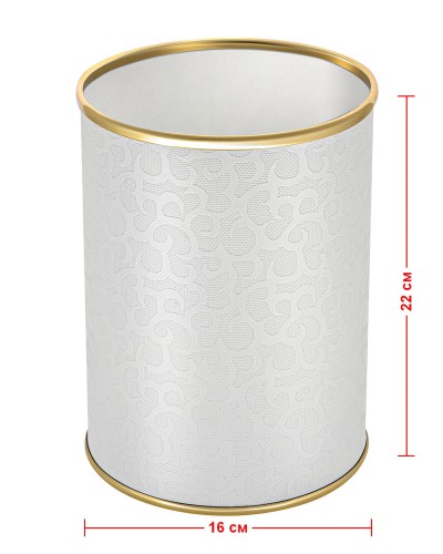 Ведро для мусора 3л открытое Geralis M-FWG-B FLOWER белое, кант золото