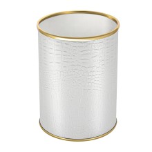 Ведро для мусора 3л открытое Geralis M-KWG-B CROCO белое, кант золото