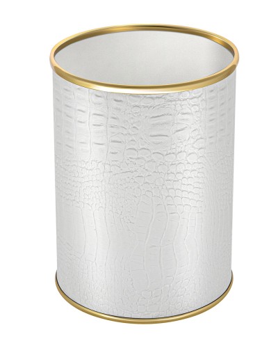 Ведро для мусора 3л открытое Geralis M-KWG-B CROCO белое, кант золото