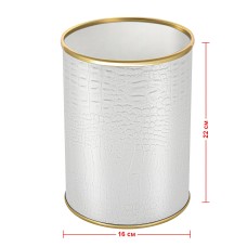 Ведро для мусора 3л открытое Geralis M-KWG-B CROCO белое, кант золото