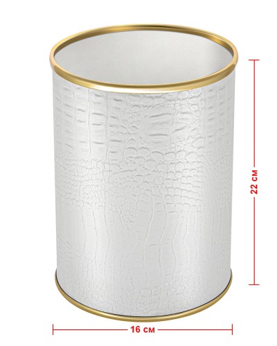 Ведро для мусора 3л открытое Geralis M-KWG-B CROCO белое, кант золото