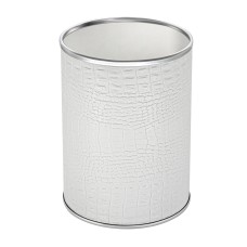 Ведро для мусора 3л открытое Geralis M-KWH-B CROCO белое, кант хром