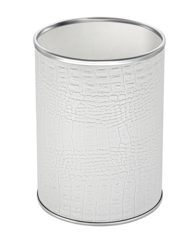 Ведро для мусора 3л открытое Geralis M-KWH-B CROCO белое, кант хром