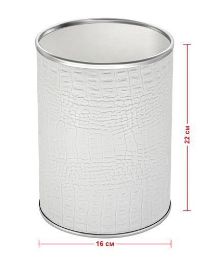Ведро для мусора 3л открытое Geralis M-KWH-B CROCO белое, кант хром