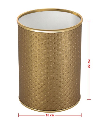 Ведро для мусора 3л открытое Geralis M-PGG-B PUNTO золото, кант золото