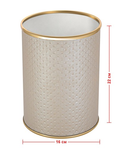 Ведро для мусора 3л открытое Geralis M-PLG-B PUNTO бежевое, кант золото