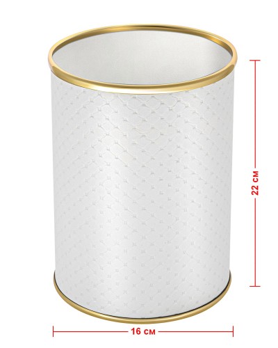 Ведро для мусора 3л открытое Geralis M-PWG-B PUNTO белое, кант золото