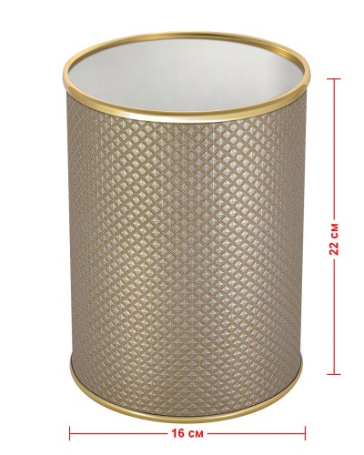 Ведро для мусора 3л открытое Geralis M-RBG-B Ромб темное, кант золото
