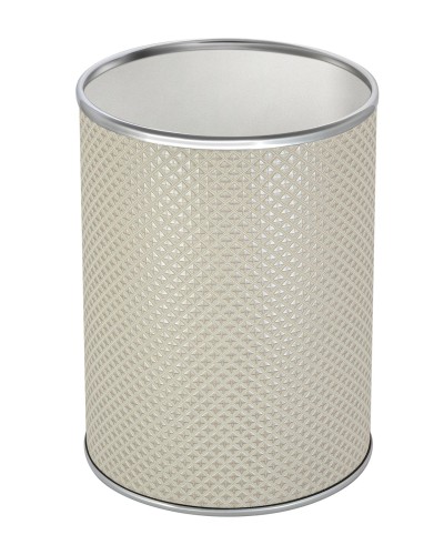 Ведро для мусора 3л открытое Geralis M-RWH-B Ромб белое, кант хром