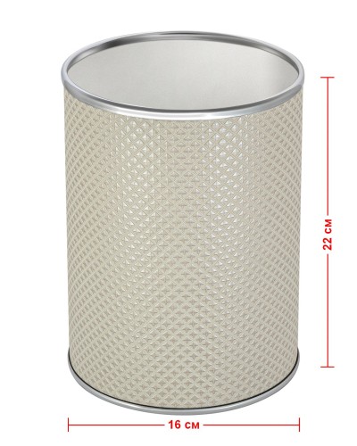 Ведро для мусора 3л открытое Geralis M-RWH-B Ромб белое, кант хром