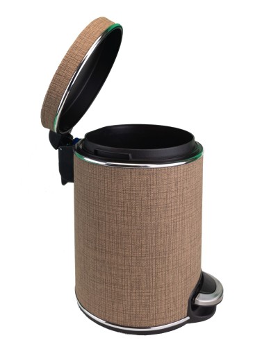 Ведро для мусора 5л Geralis V-BLH-B Вamboo Biege цвет темно-бежевый, кант хром