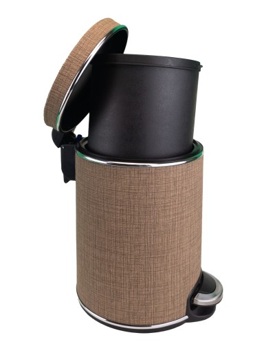 Ведро для мусора 5л Geralis V-BLH-B Вamboo Biege цвет темно-бежевый, кант хром