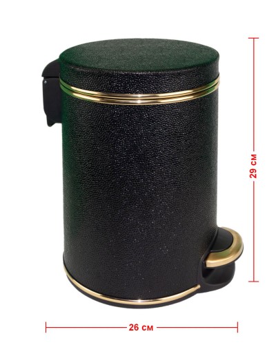 Ведро для мусора 5л Geralis V-KHBG-B черное, кант золото